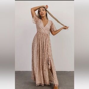 Baltic Born brand size XL Marseille Embossed Maxi Dress in Champagne.
